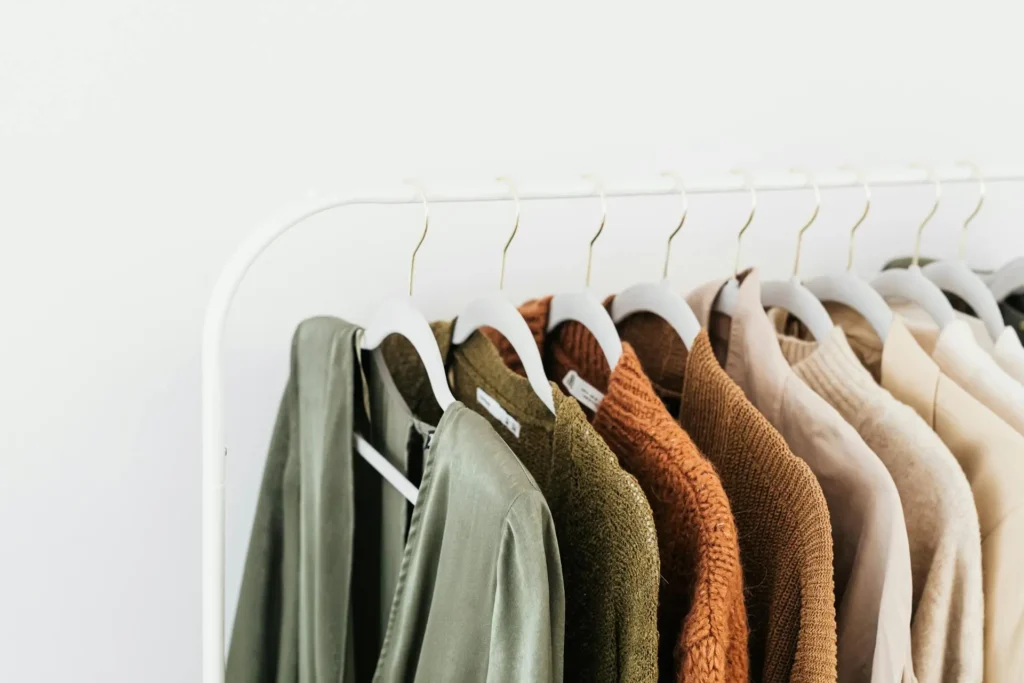 Jackets on a rack